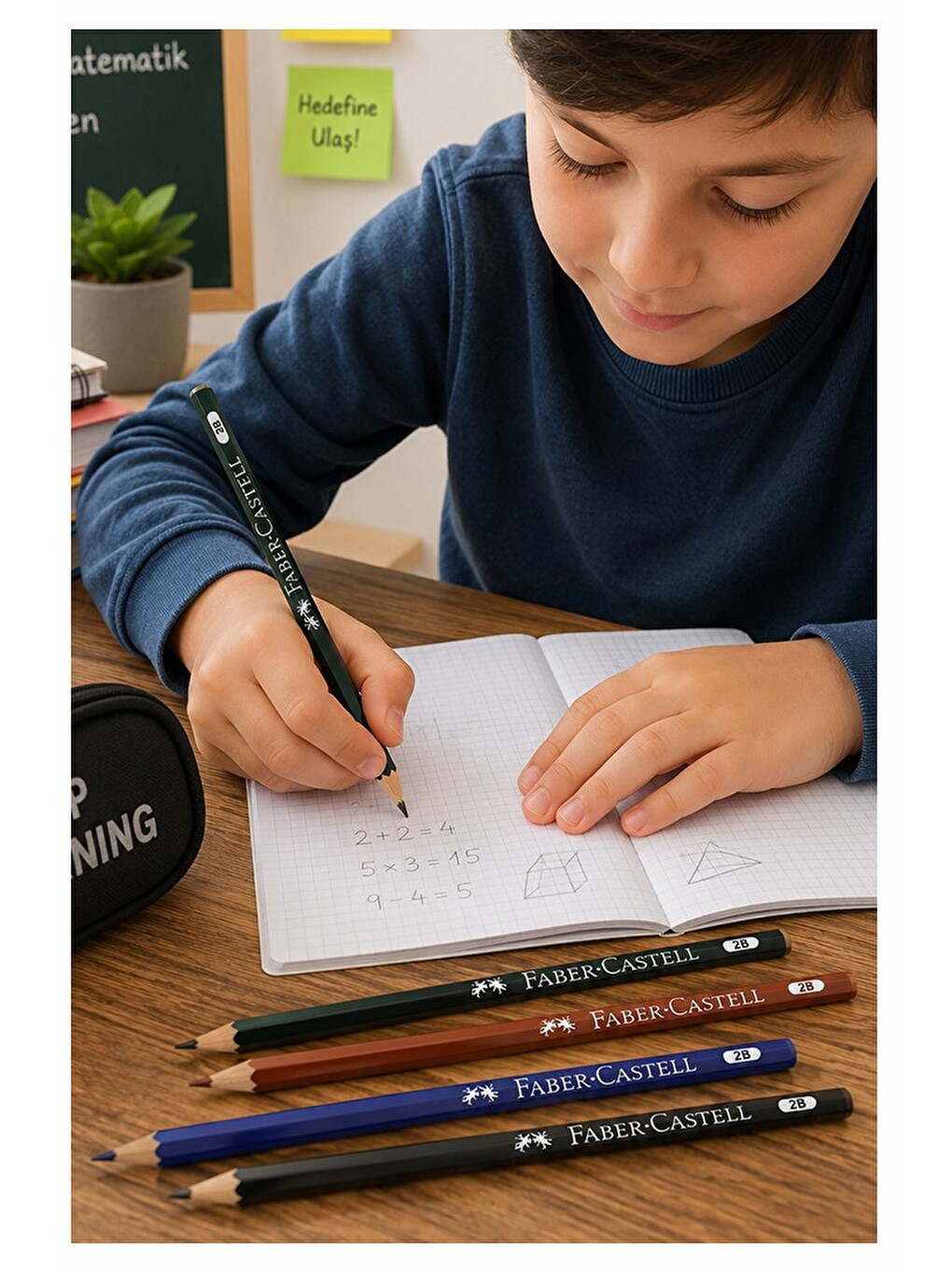Şövalye Kurşun Kalem 8 Adet Faber Castell Yuvarlak Gövdeli Siyah Kurşun Kalem Yumuşak Yazım Kolay Tu-2
