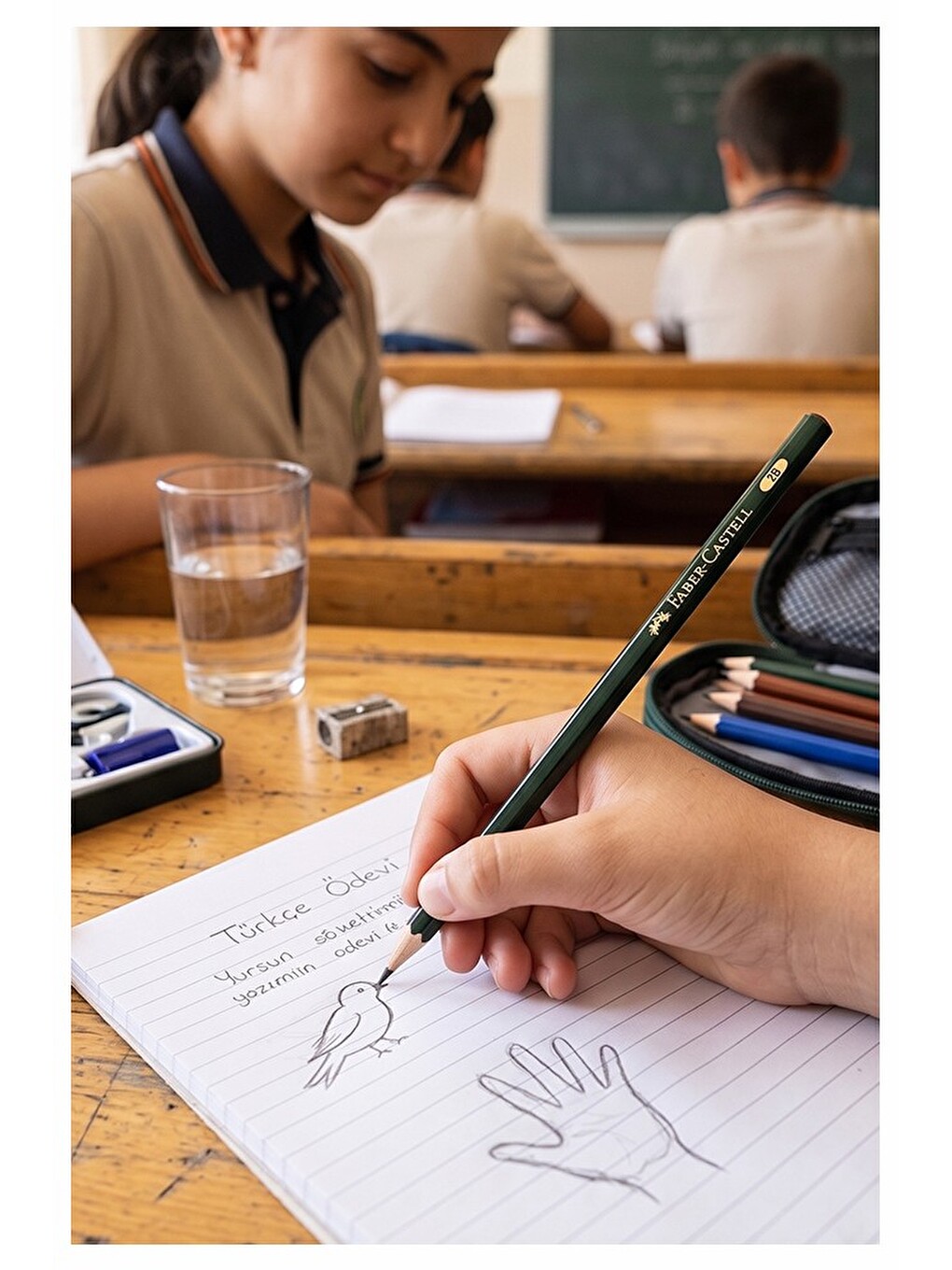 Şövalye Kurşun Kalem 1 Adet Faber Castell Yuvarlak Gövdeli Siyah Kurşun Kalem Yumuşak Yazım Kolay Tu-1