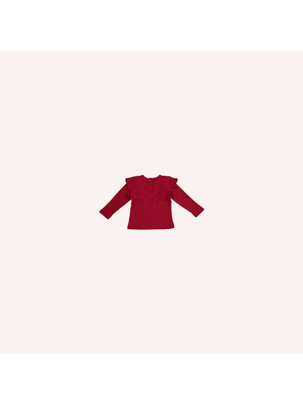 Panço Kirmizi Kız Çocuk Kolları Fırfır Detaylı Tişört - 8