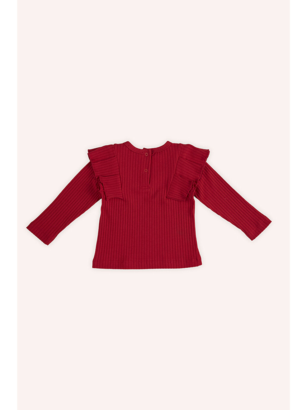 Panço Kirmizi Kız Çocuk Kolları Fırfır Detaylı Tişört - 7
