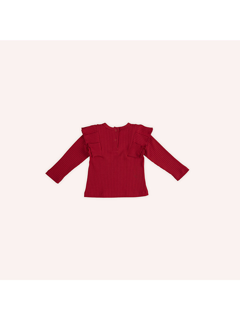 Panço Kirmizi Kız Çocuk Kolları Fırfır Detaylı Tişört - 5