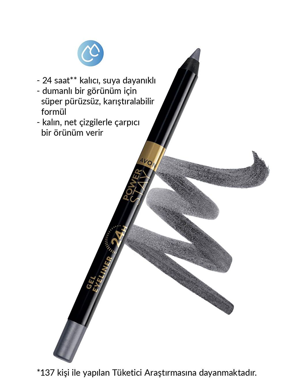 AVON Renksiz Power Stay Jel Eyeliner Steel - 3