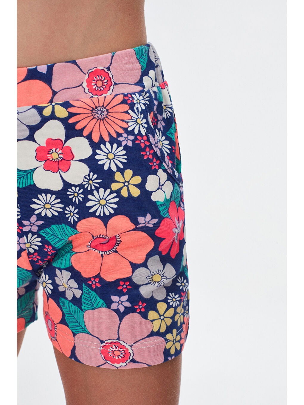 Karışık Kız Çocuk Neon Garden Desen Cepli Şort-2