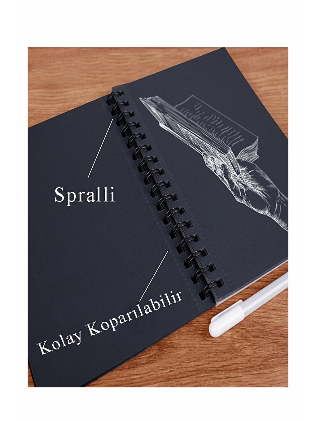 Telli Siyah Defter A5 40 Yaprak Eskiz Fotoğraf Albümü Simli Neon Kalem Simli Bant Sarı Beyaz Kurşun-4