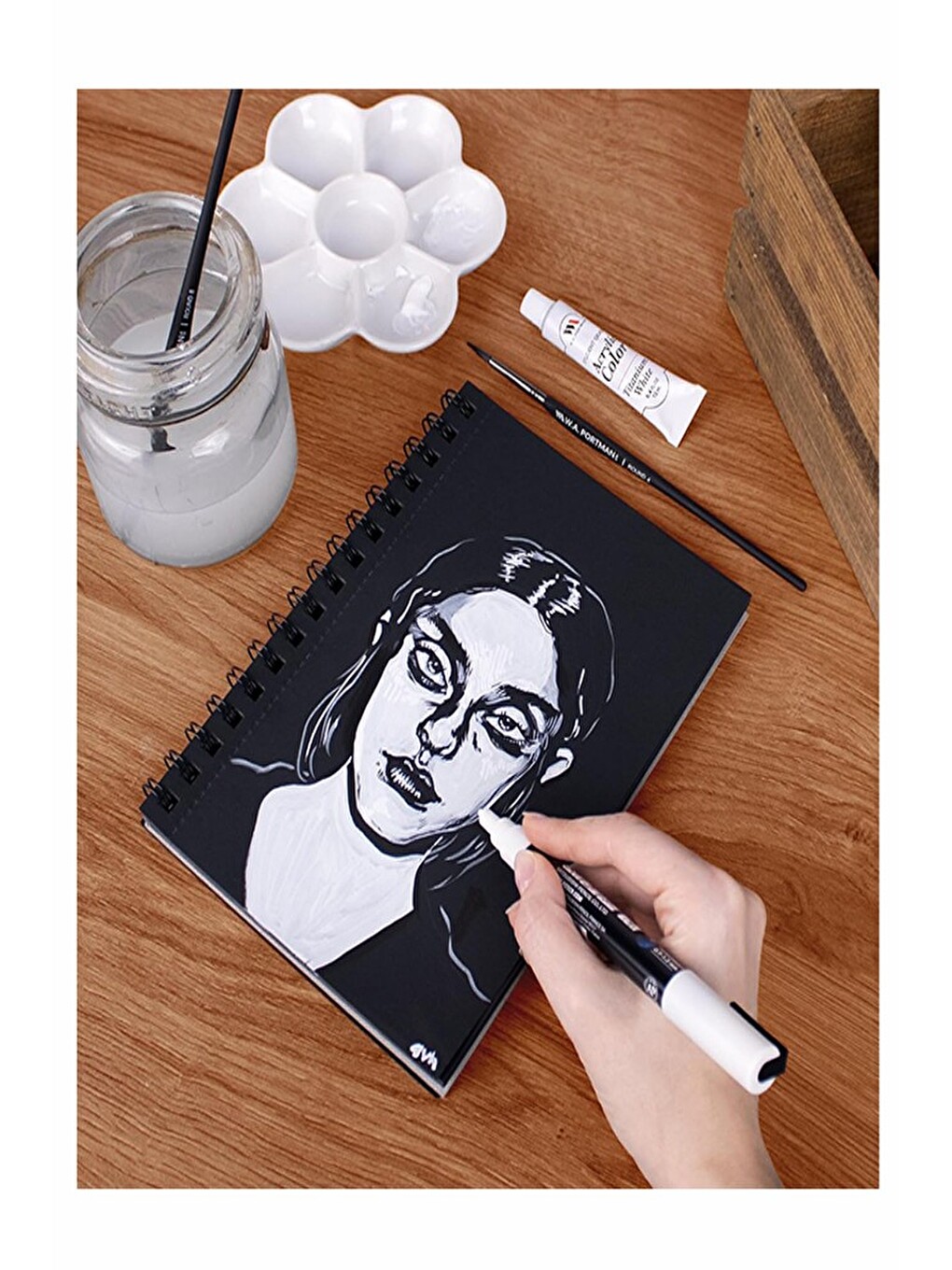 Telli Siyah Defter A5 40 Yaprak Eskiz Fotoğraf Albümü Simli Neon Kalem Simli Bant Sarı Beyaz Kurşun-5
