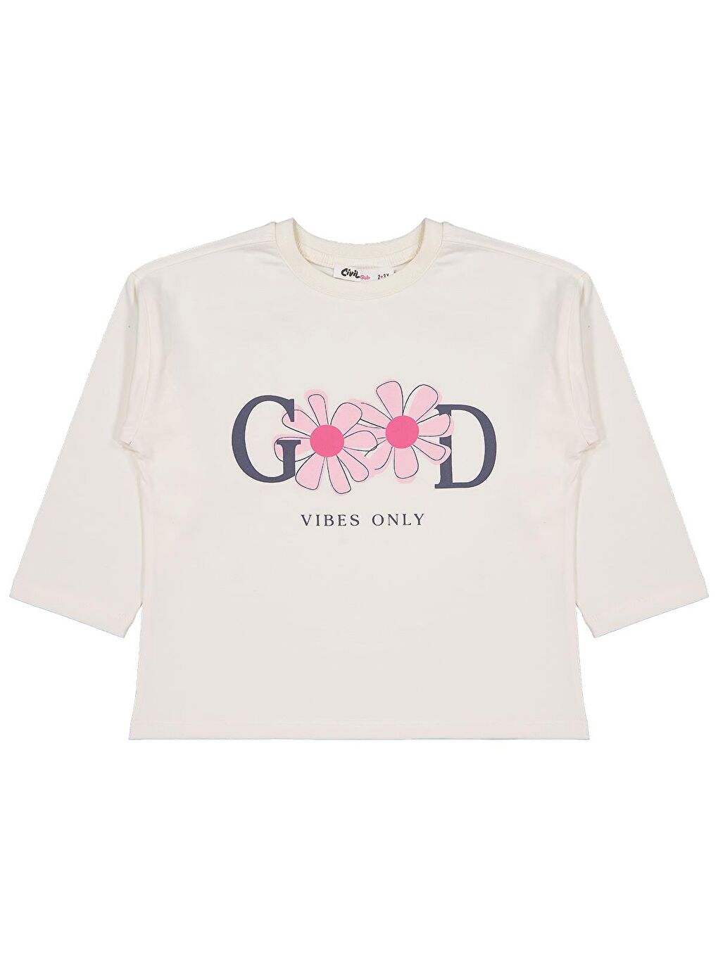 Girls Good Baskılı 2-5 Yaş Sweatshirt - Ekru