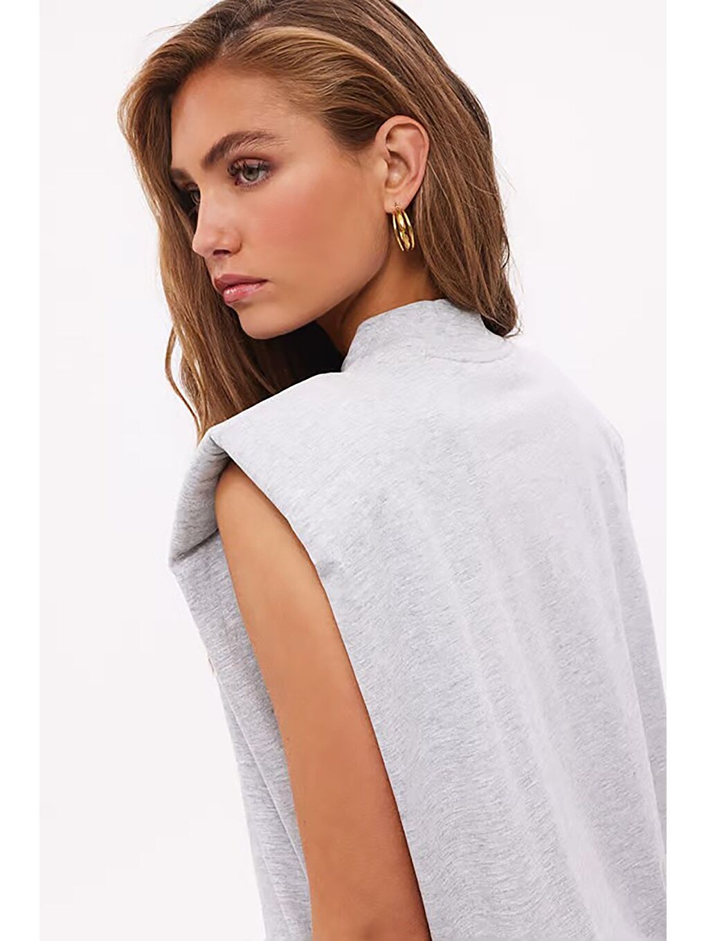 Gri Vatkalı Tişört Mg900-7