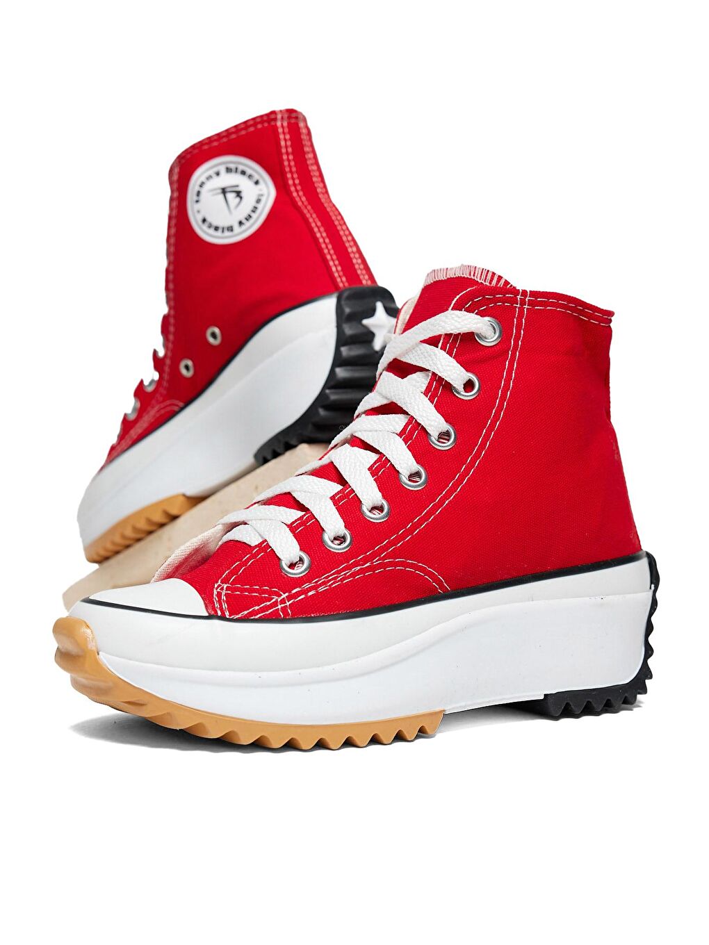 Unisex Kırmızı Rahat Kalıp Bağcıklı Uzun Spor Ayakkabı