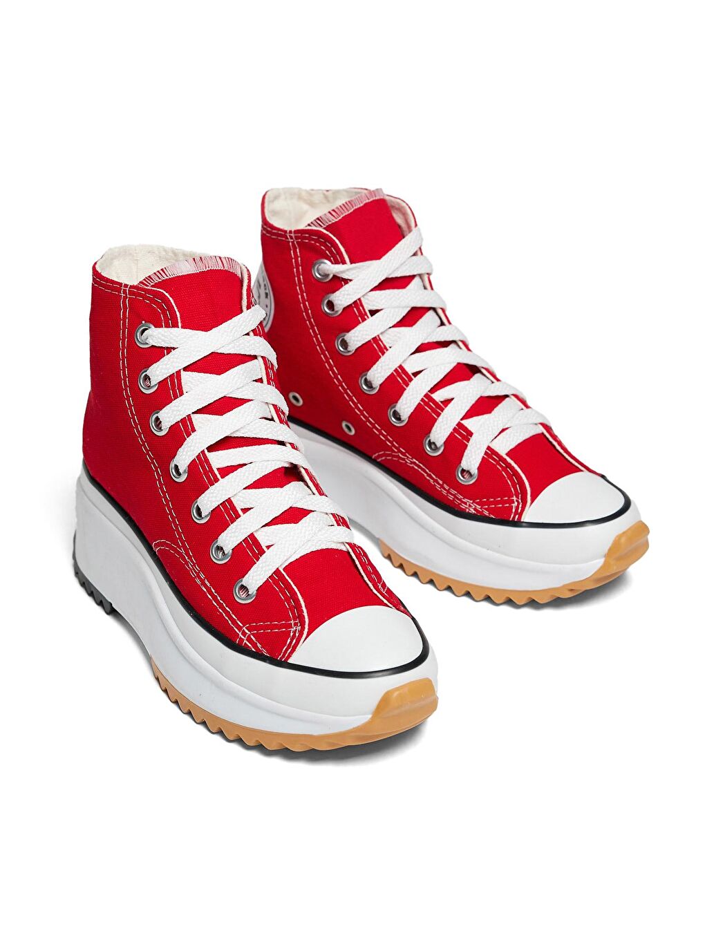 Unisex Kırmızı Rahat Kalıp Bağcıklı Uzun Spor Ayakkabı-1