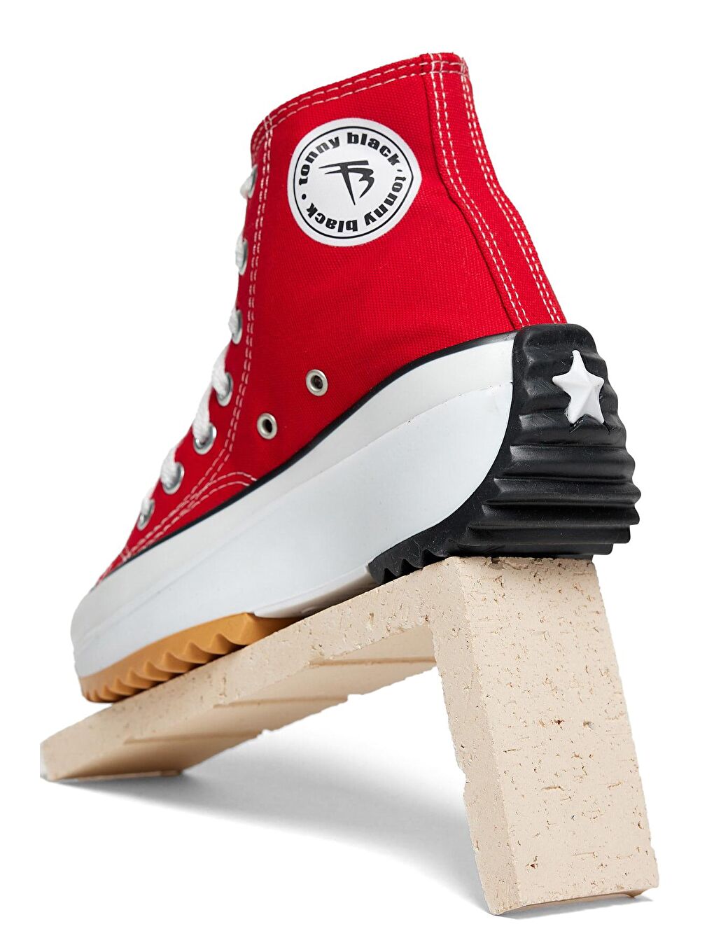 Unisex Kırmızı Rahat Kalıp Bağcıklı Uzun Spor Ayakkabı-4