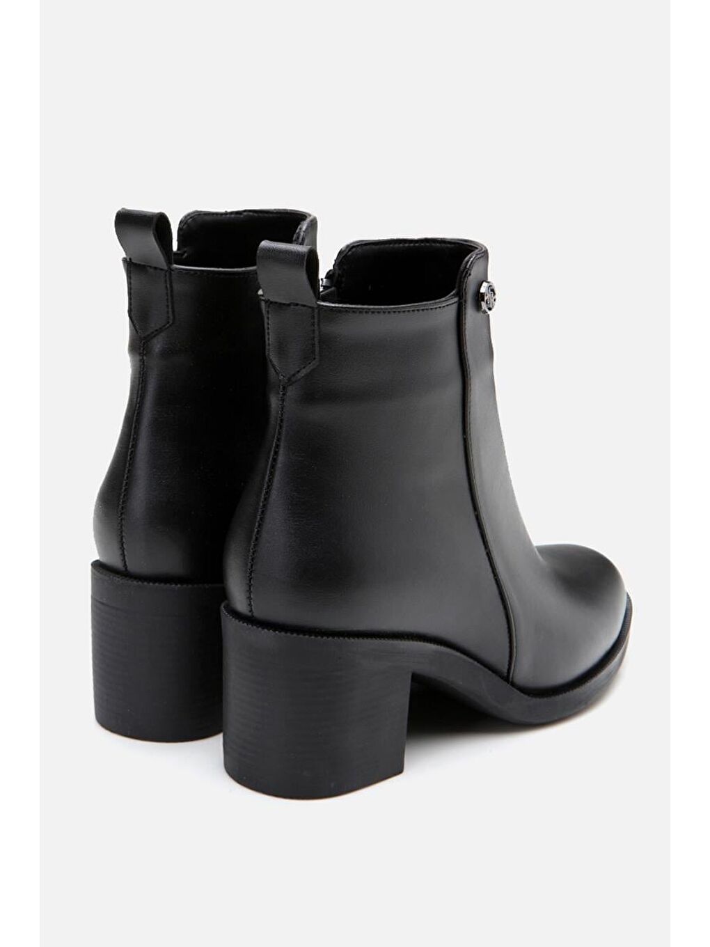 Siyah Kadın Fermuarlı Topuklu Bot-7