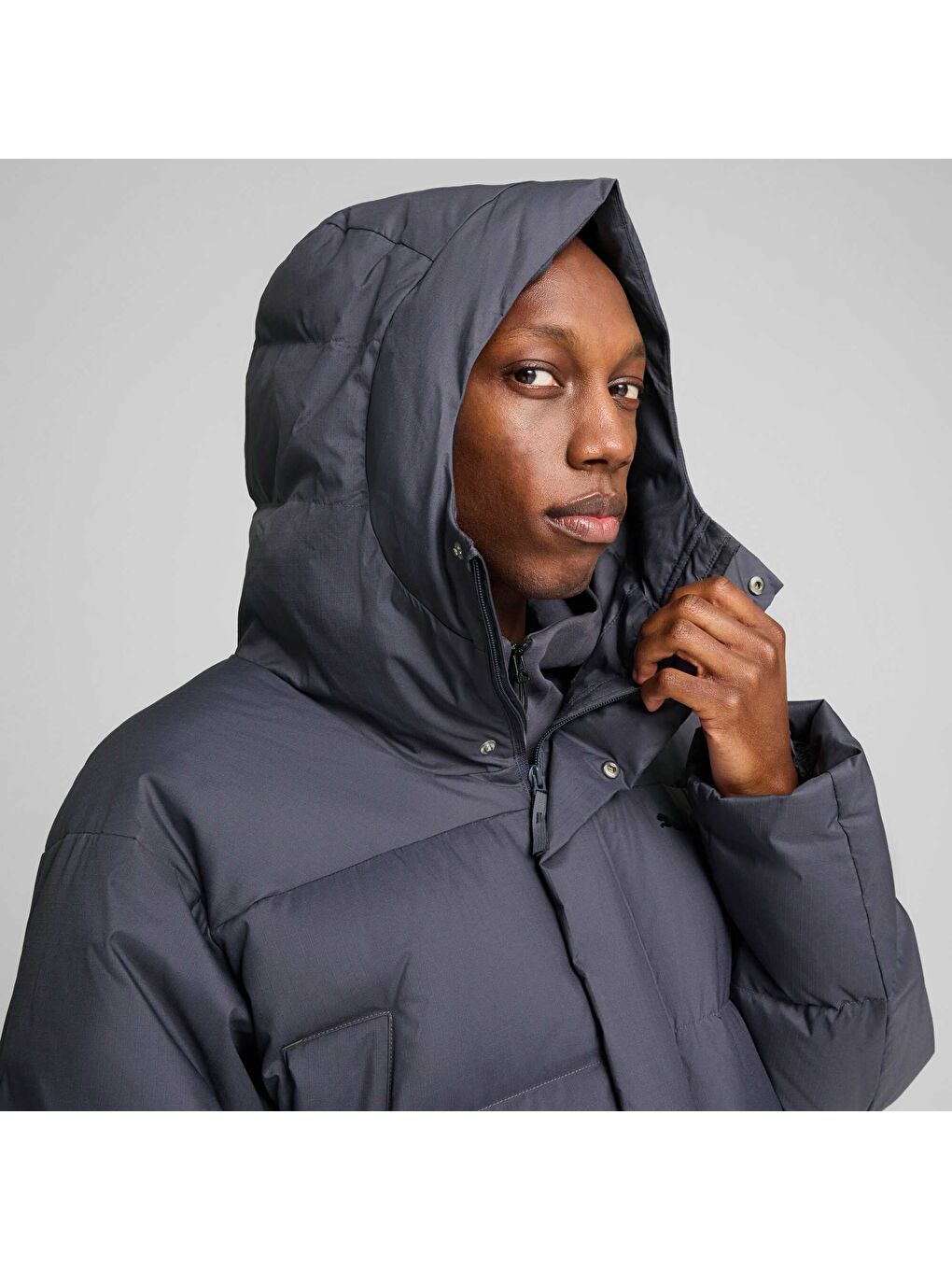 Gri PROTECTIVE Down Erkek Uzun Mont-3