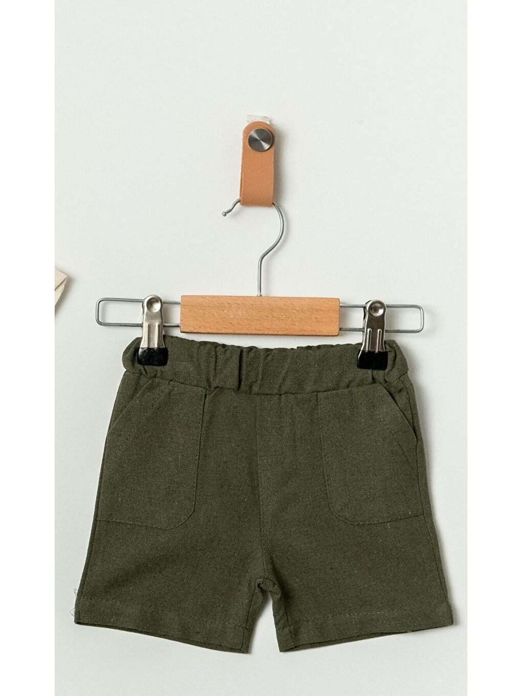 Haki Tarz Gömlek Çizgi Desenli Belden Ayarlanabilir Kısa Kollu Şortlu 2'li Takım-6