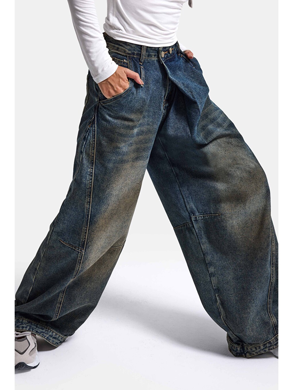 Mavi Kadın T.kot Rengi Palazzo Baggy Fit T17t Özel Tasarım Denim Jean-2