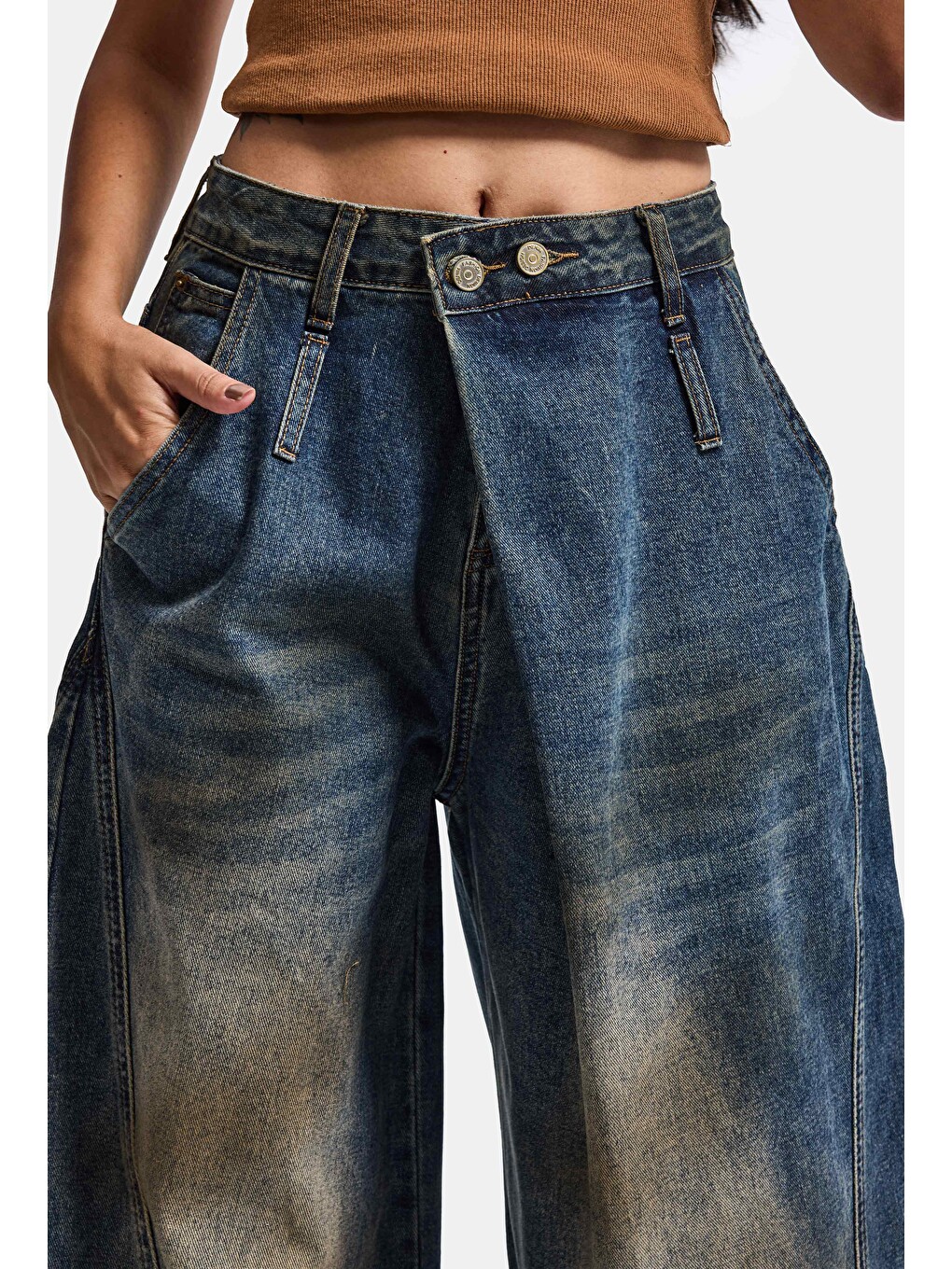 Mavi Kadın T.kot Rengi Palazzo Baggy Fit T17t Özel Tasarım Denim Jean-3