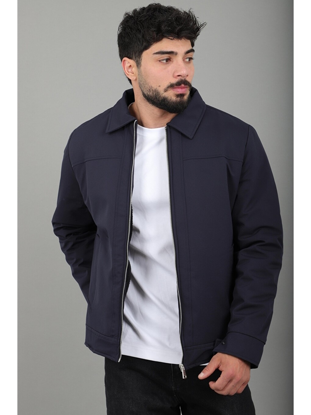 Lacivert İçi Kürklü Yakalı Orta Kışlık Mont Pldp 3033-m_50511-2