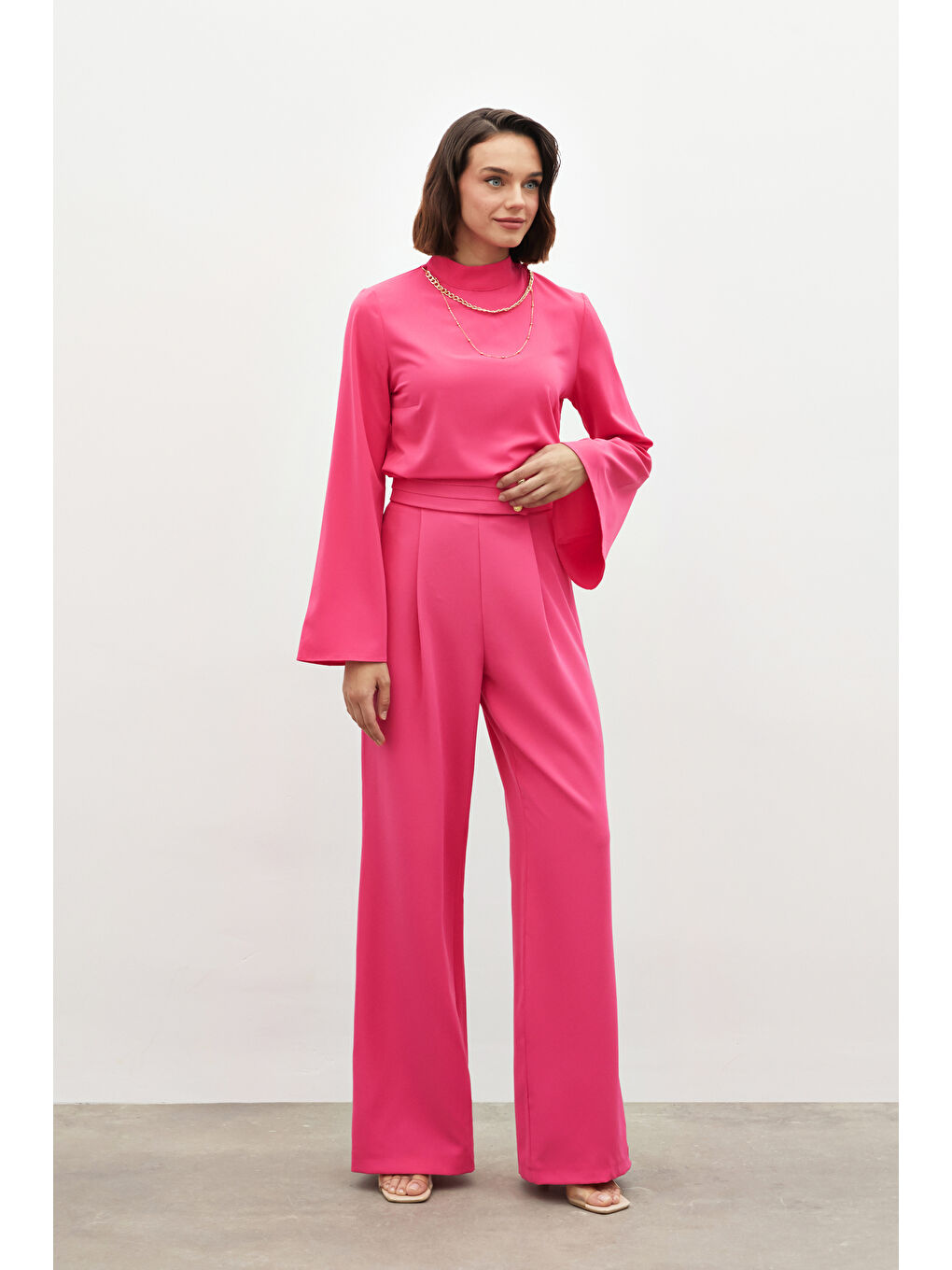 SATEEN Bel Detaylı Pantolon - Pembe