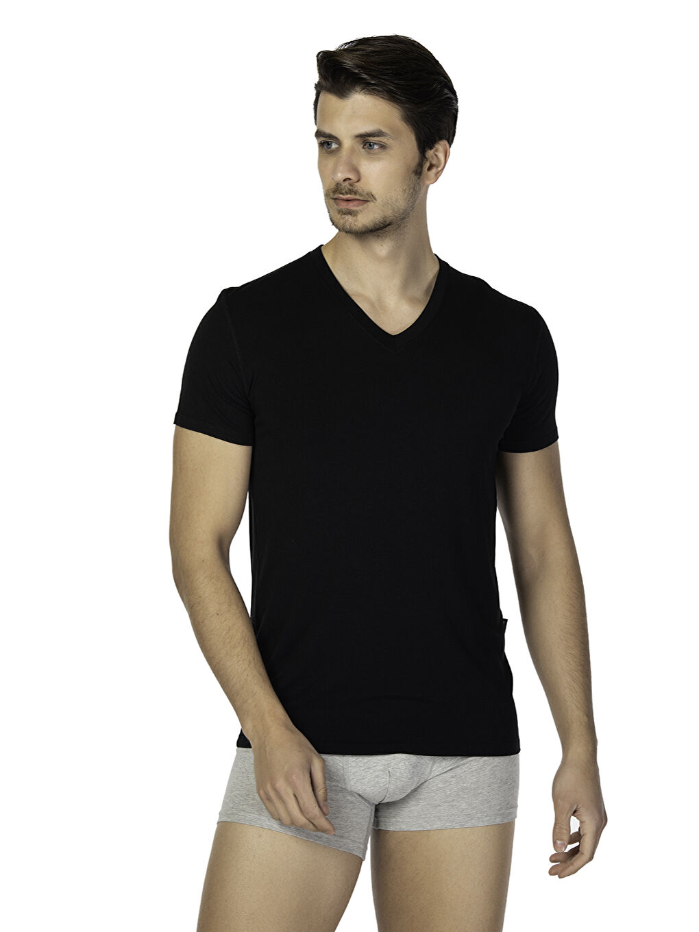 Siyah DS Damat Comfort V Yaka T-shirt SİYAH-2