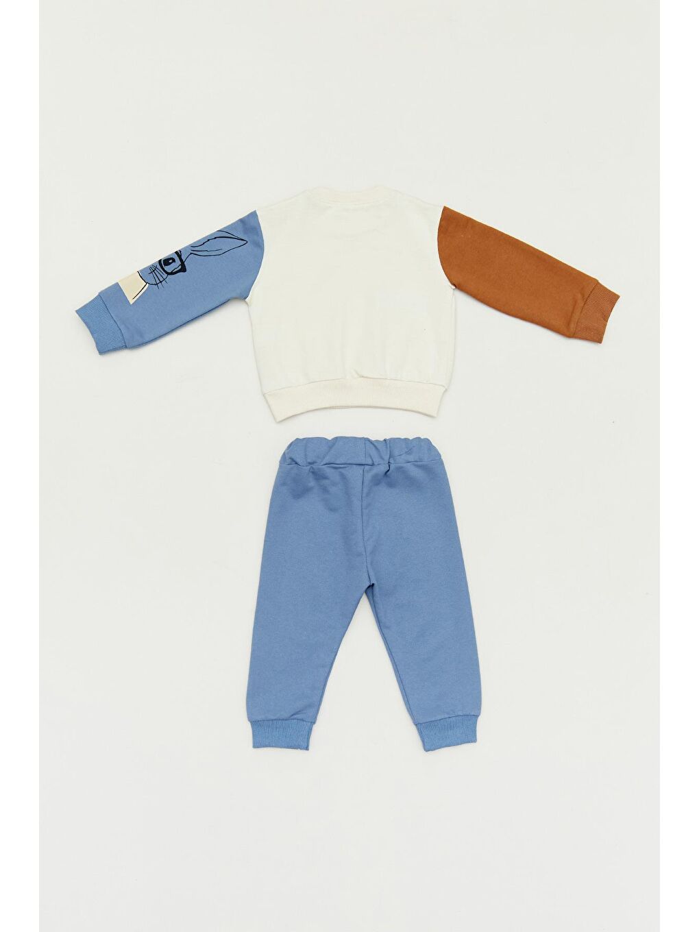 İndigo Baskılı Kanguru Cepli Kız Bebek Takım-2