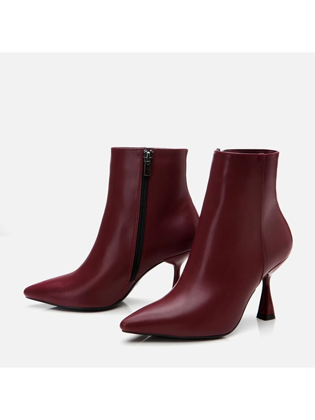 Bordo Kadın Topuklu Bot-4