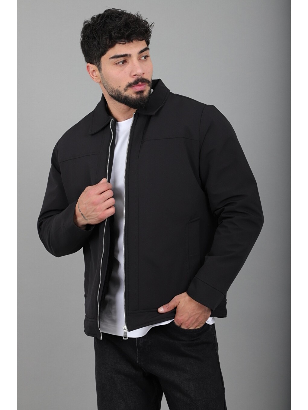 Siyah İçi Kürklü Yakalı Orta Kışlık Mont Pldp 3033-m_50511-2
