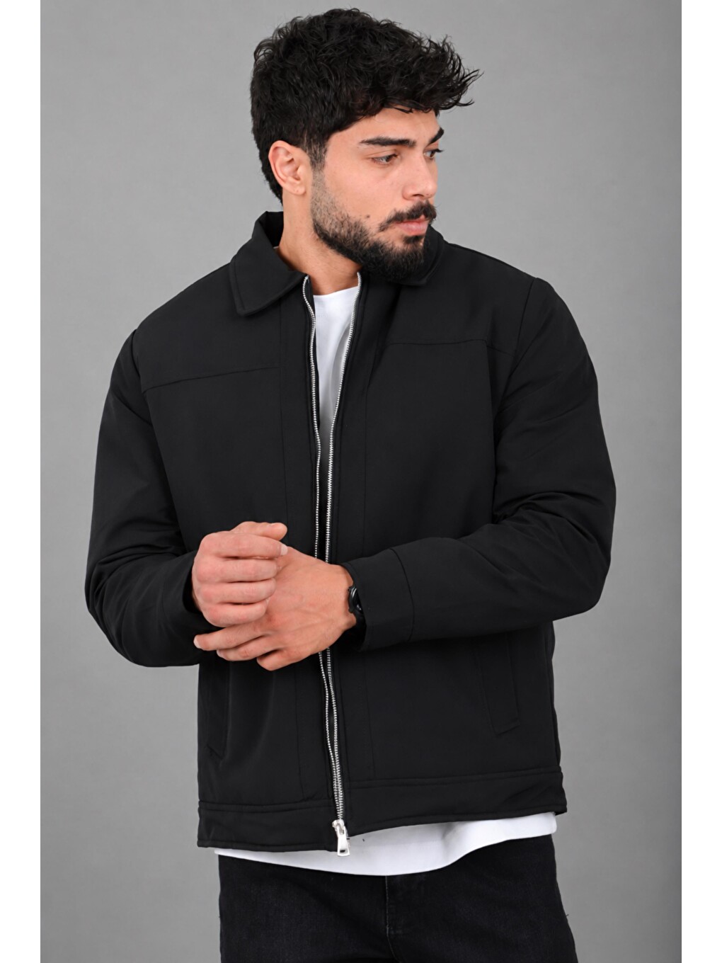 Siyah İçi Kürklü Yakalı Orta Kışlık Mont Pldp 3033-m_50511-5