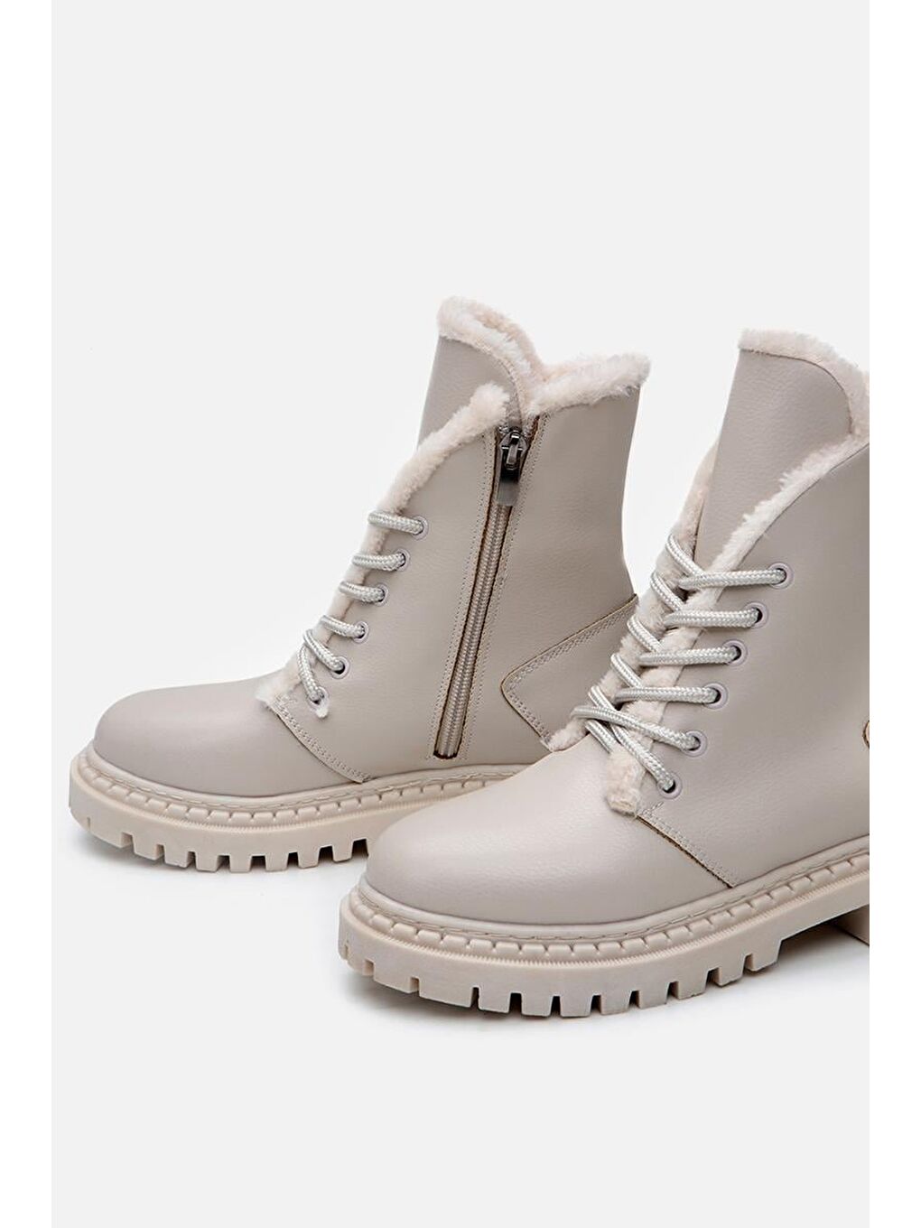 Bej Kadın Düz Bot-4