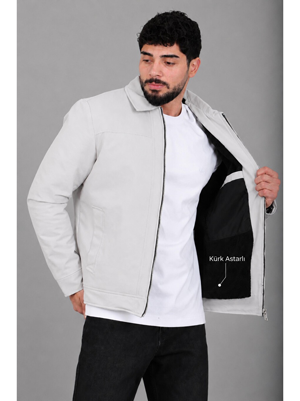 Bej İçi Kürklü Yakalı Orta Kışlık Mont Pldp 3033-m_50511-3