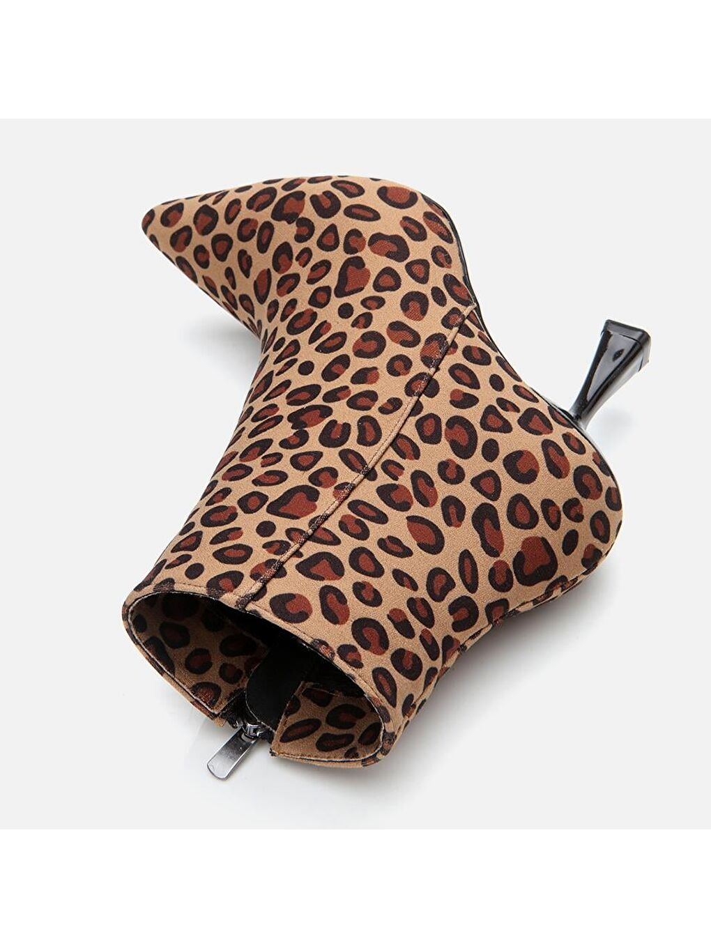 Kahverengi Leopar Desenli Kadın Topuklu Bot-2