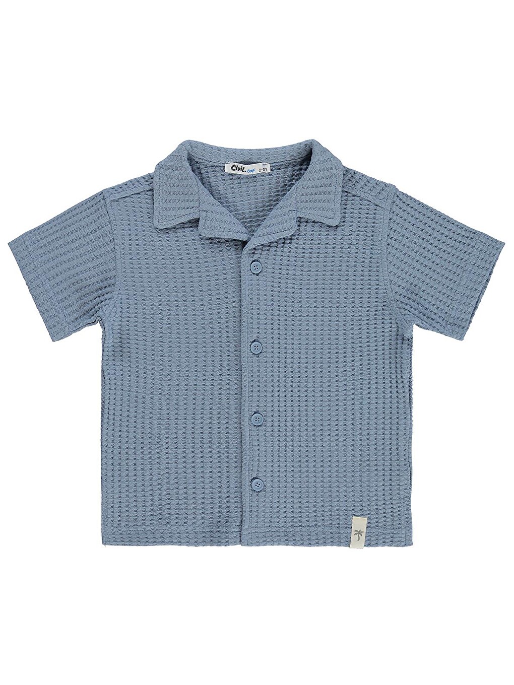 İndigo Boys Basic Waffle 2-5 Yaş Gömlek - Mavi