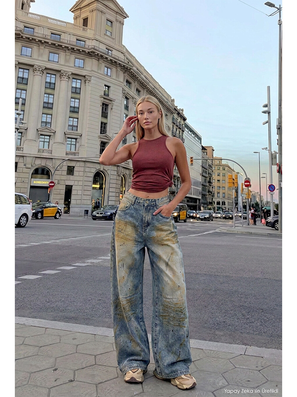 Mavi Kadın Jean Rengi Palazzo Fit T14t Özel Yıkama Tasarım Denim Jean-2