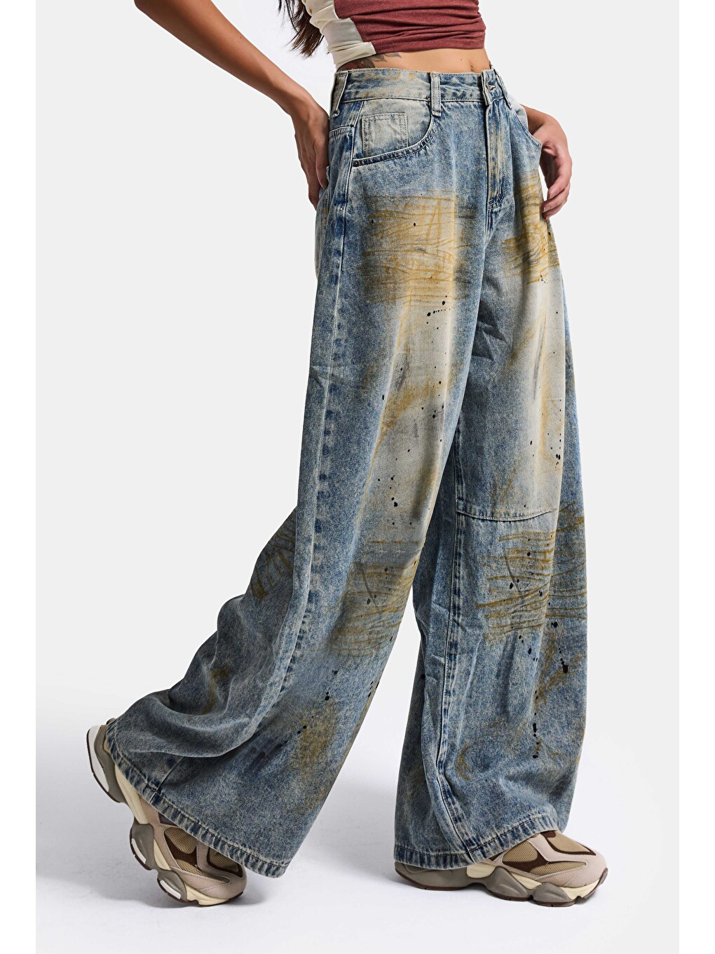 Mavi Kadın Jean Rengi Palazzo Fit T14t Özel Yıkama Tasarım Denim Jean-5