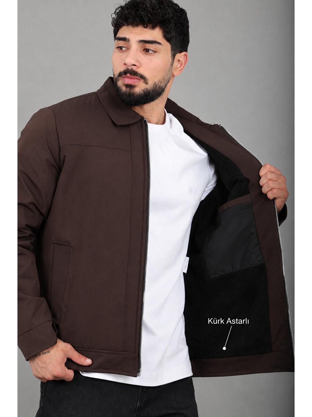 Kahverengi İçi Kürklü Yakalı Orta Kışlık Mont Pldp 3033-m_50511-1