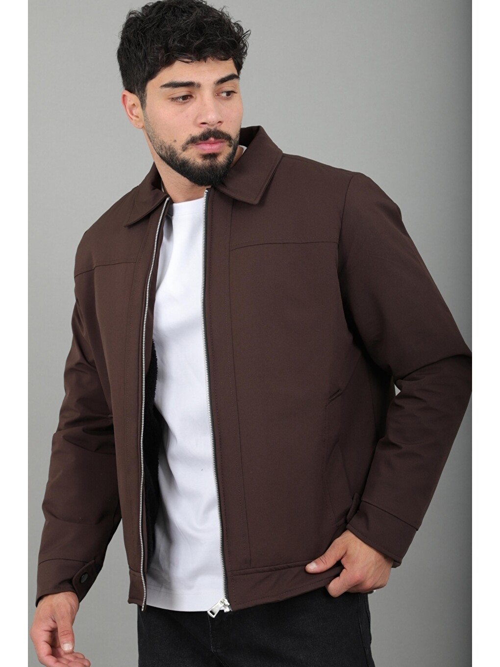 Kahverengi İçi Kürklü Yakalı Orta Kışlık Mont Pldp 3033-m_50511-2