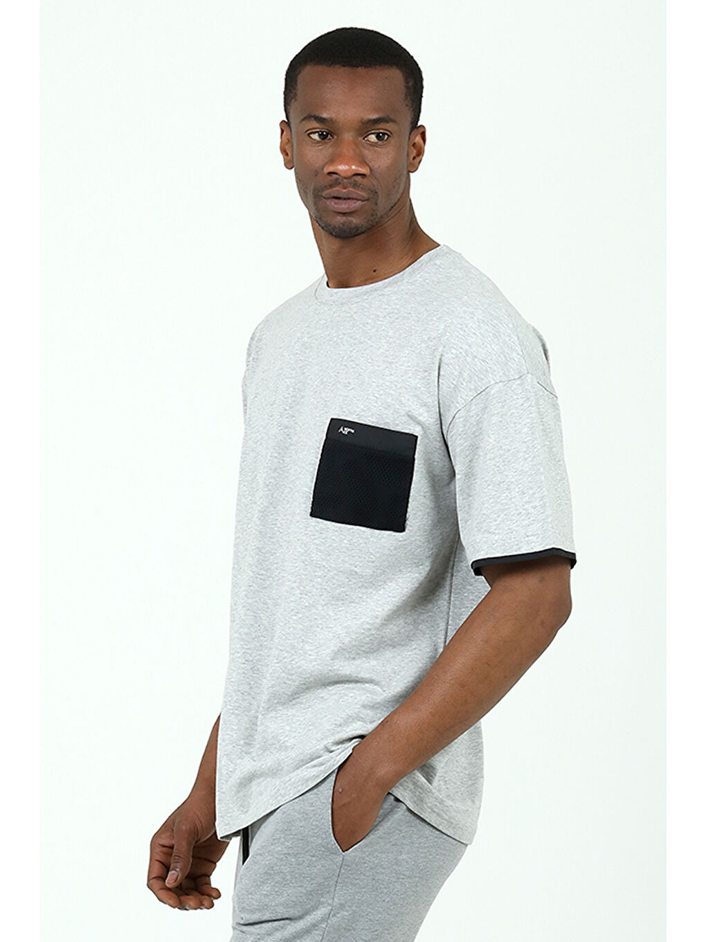 Gri North Ice Parachute Pocket Wide T-shirt GRİMELANJ-1