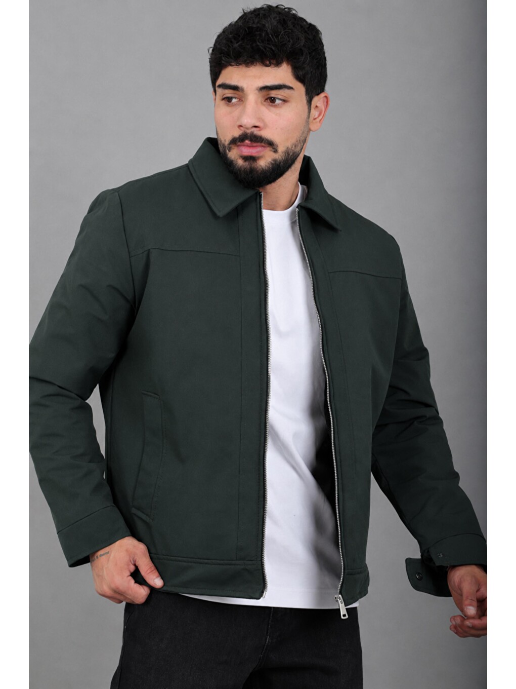 Haki İçi Kürklü Yakalı Orta Kışlık Mont Pldp 3033-m_50511-1