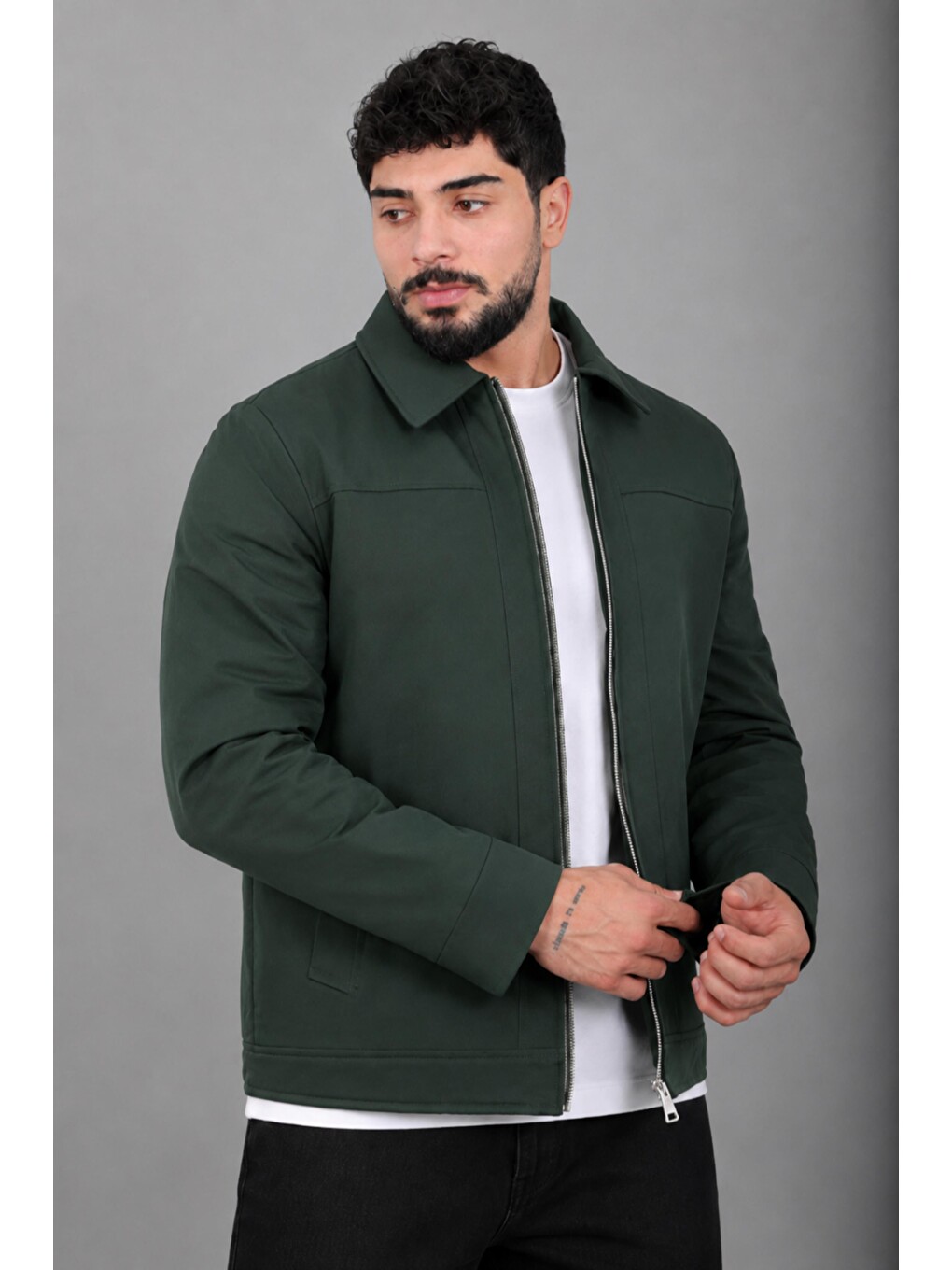 Haki İçi Kürklü Yakalı Orta Kışlık Mont Pldp 3033-m_50511-3