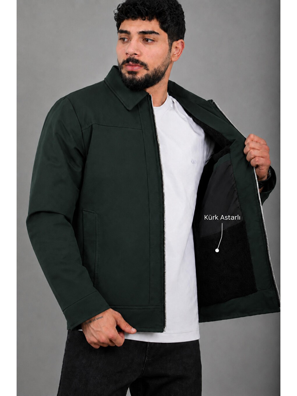 Haki İçi Kürklü Yakalı Orta Kışlık Mont Pldp 3033-m_50511-5