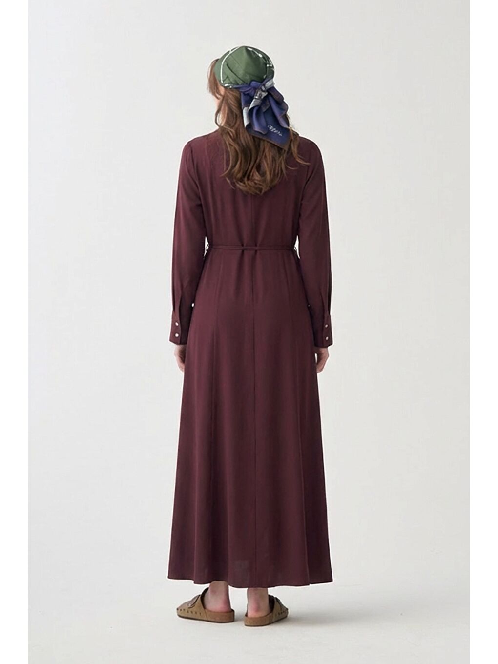 Mürdüm-Kemer Detaylı Elbise-2