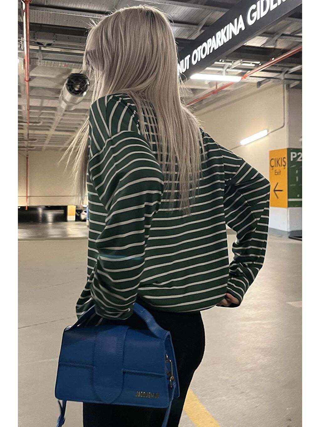 Yeşil Çizgili Sweatshirt Mg980-5