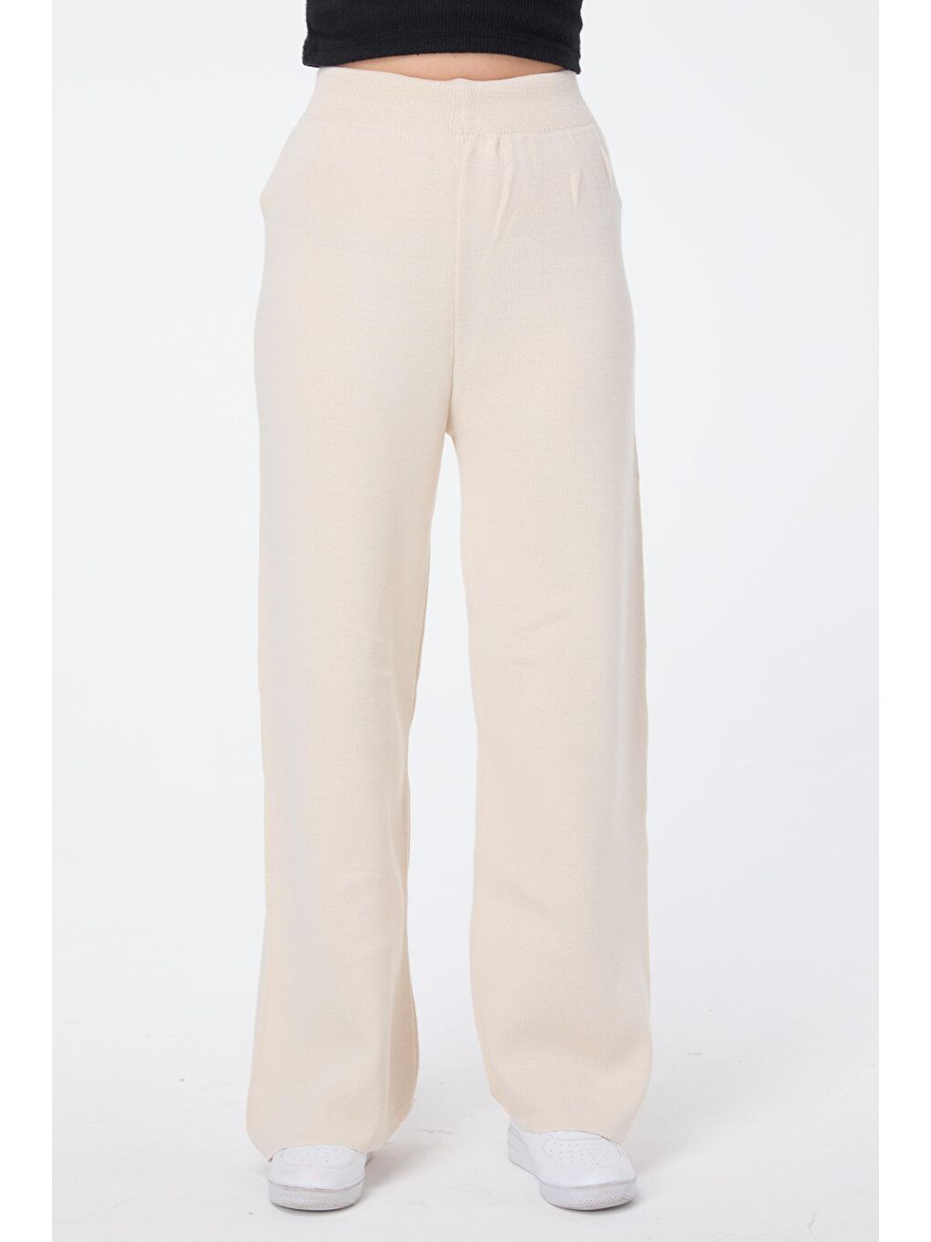 Orta Kadın Bej Triko Pantolon - 24160-2