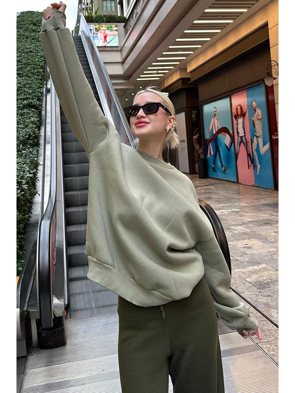 Mint Yeşili Bisiklet Yaka Basic Sweatshirt Mg1559-3