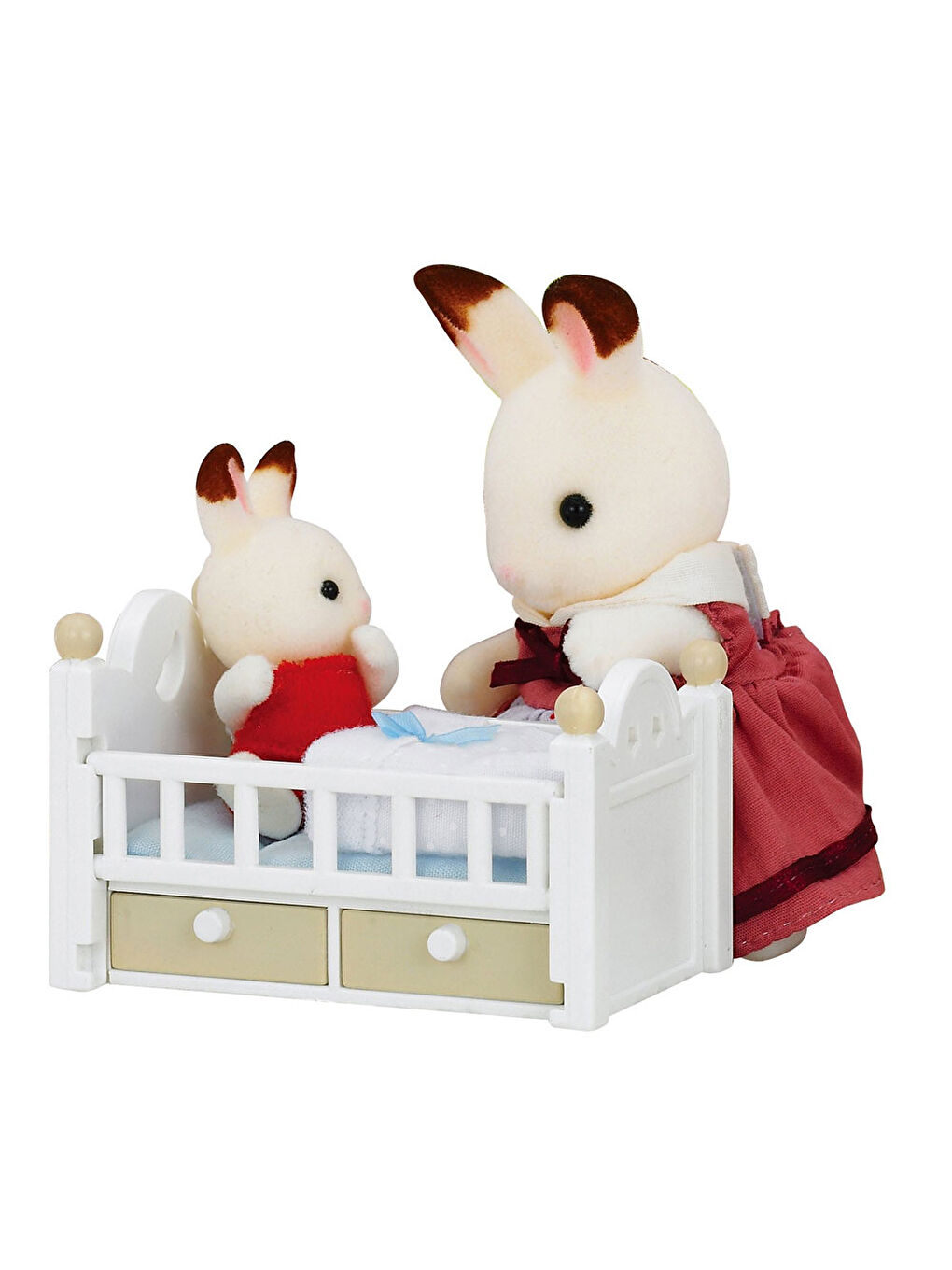 Sylvanian Families Renksiz Çikolata Kulaklı Tavşan Bebek Yatağı Seti 5017