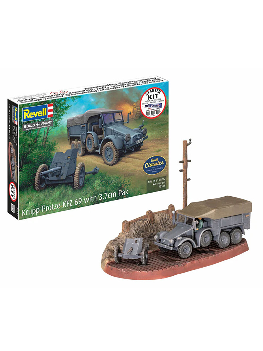 Starter Kit Askeri Krupp Protze Kfz 69 With 3,7cm Pak 73344