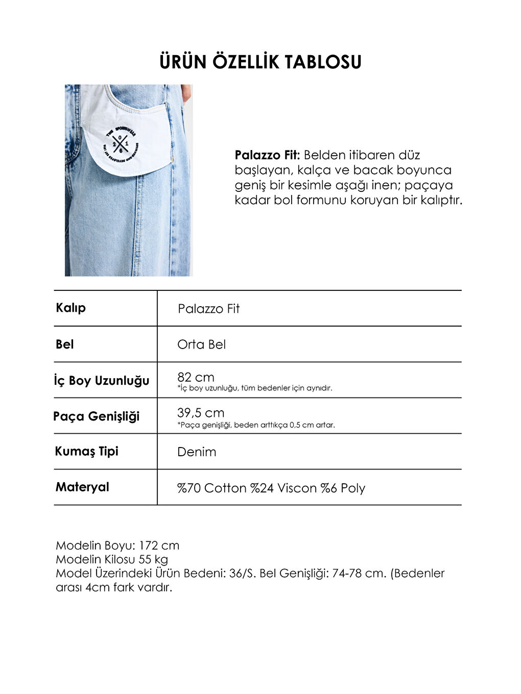 Mavi Kadın Ice Palazzo Fit Özel Tasarım Denim Jean-6