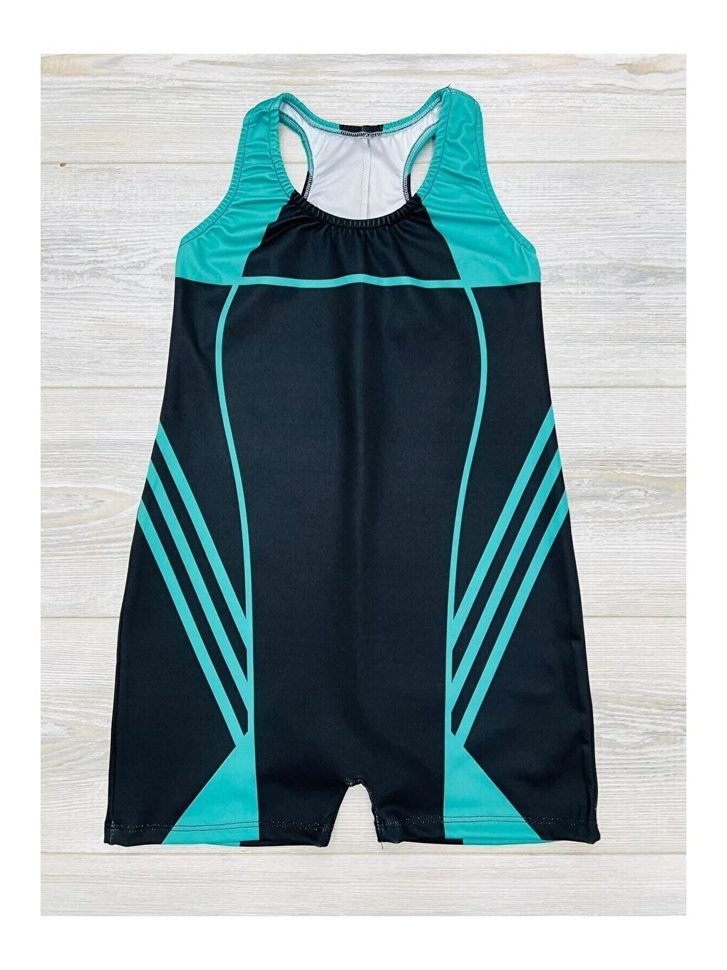 Mavi Yüzücü Şortlu Kız Çocuk Mayo