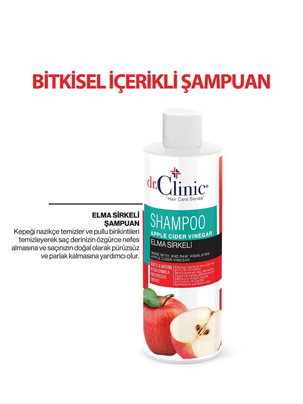 Dr. Clinic Şeffaf Bitkisel İçerikli Elma Sirkeli Şampuan 400 ml