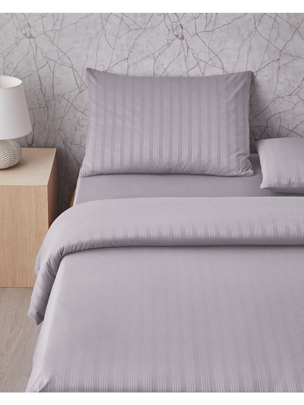 Glossy Kolay Ütülenir Perkal Çift Kişilik Nevresim Takımı 200x220 cm Gri-1