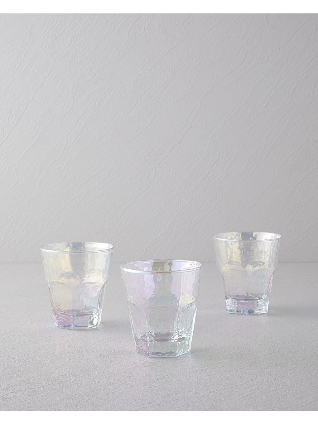 Beyaz Lustraze Cam 3’lü Lüsterli Bardak 375 ml Renkli