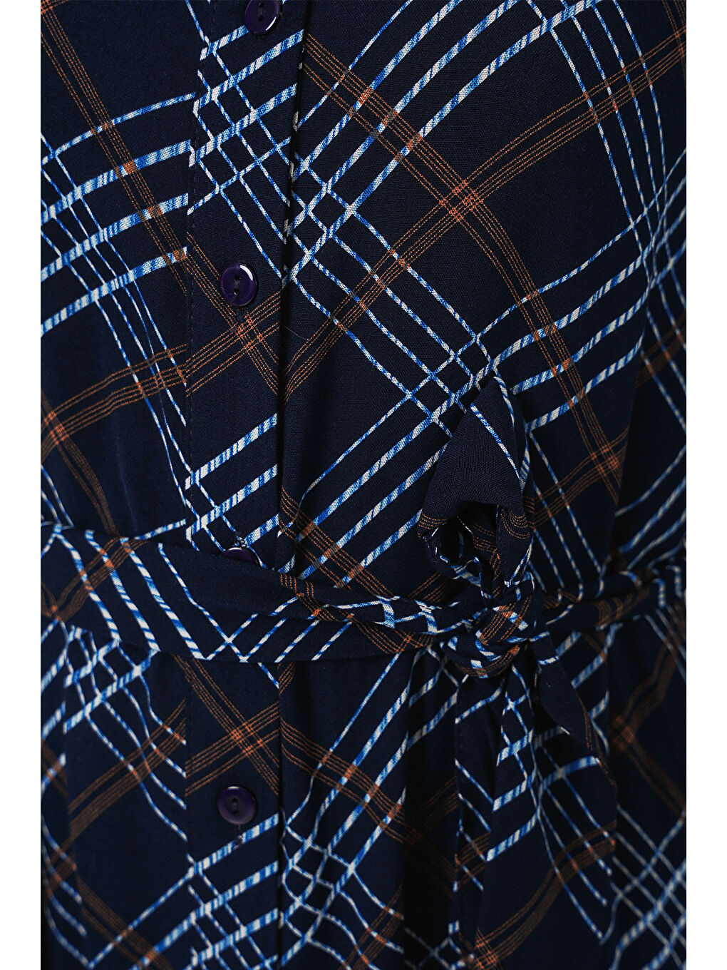 Kadın Boydan Düğmeli Uzun Tesettür Elbise 2588 - Lacivert-5